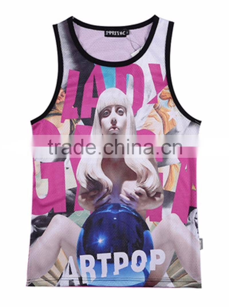 Wholesale 100% cotton custom printed mens vest
