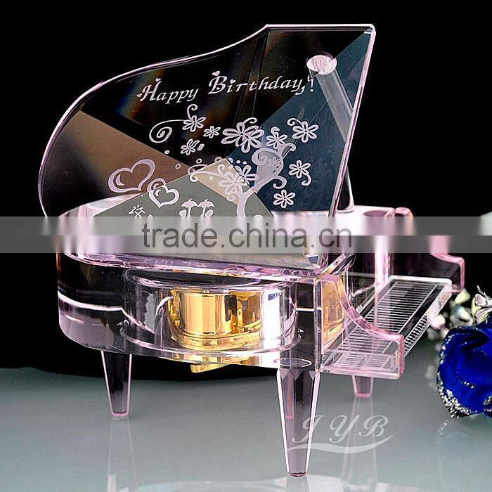 hot selling Crystal Music Box glass musical instrument for gift or Christmas decoration