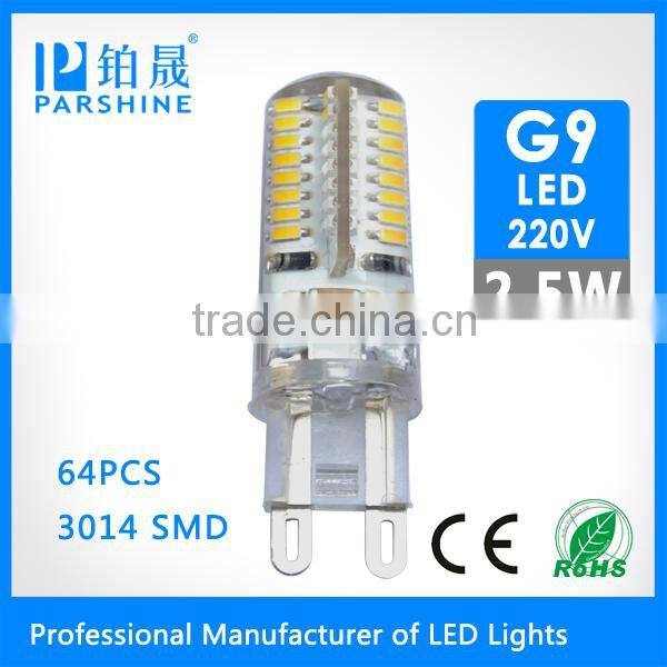 2015 China supplier 220v G9 3W led light bulb warm white