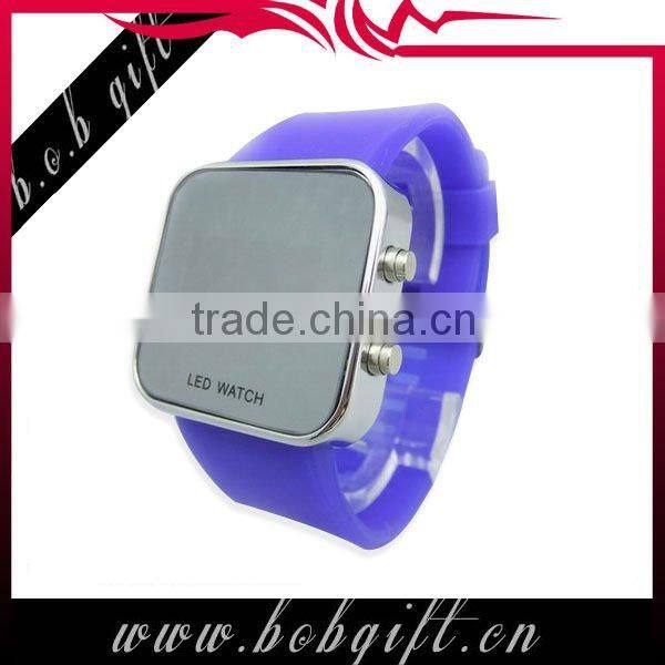 2014 popular cheap fashsion LED silicone watch with mirror