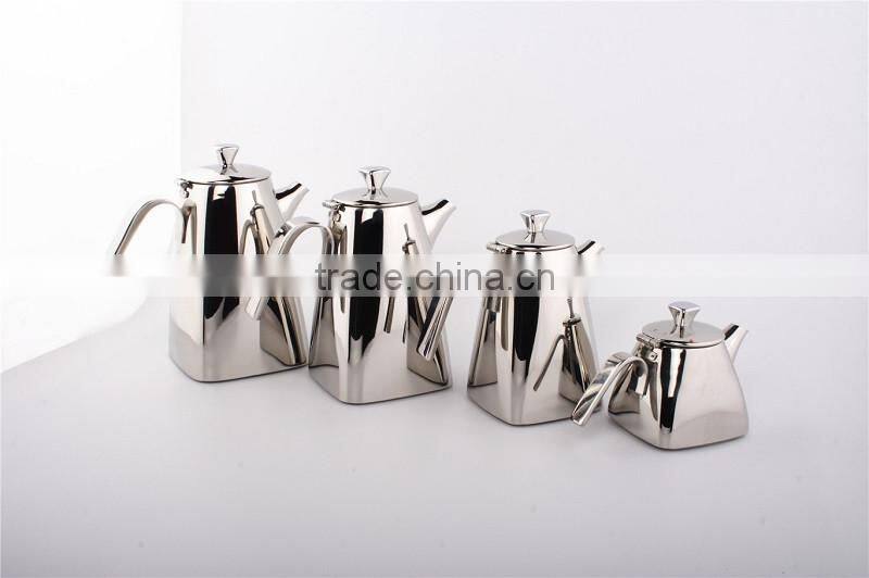 unique design high quality cheap stainless steel 18/8 mirror finish food safety 600ml square tea pot/water kettle