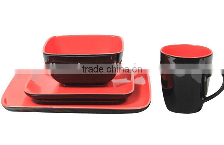 New design modern square cheap ceramic dinner set, fine porcelain dinner set