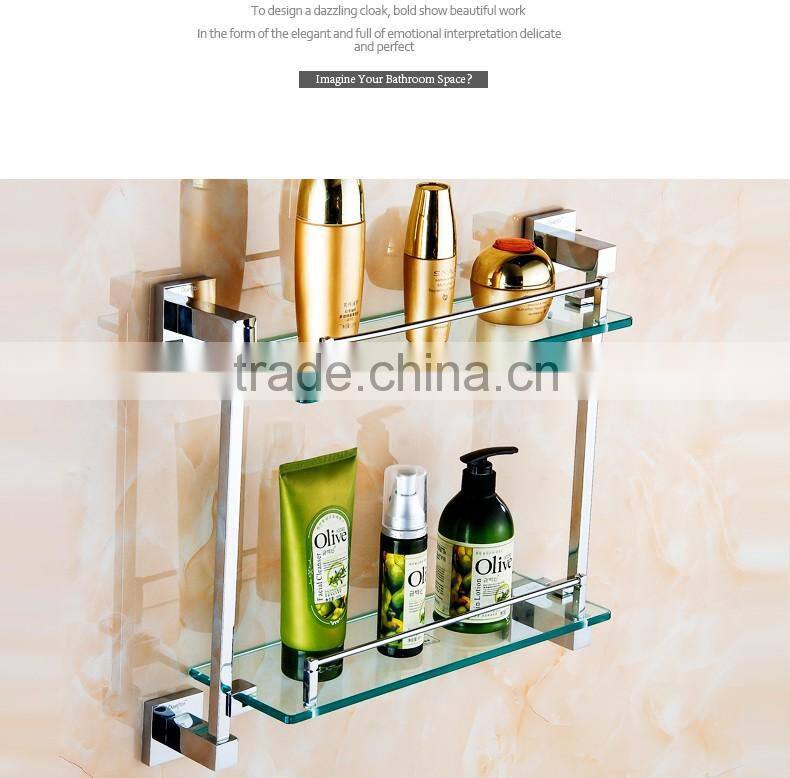 1202 bathroom accessory new A square Double glass shelf hotel use modern kitchen