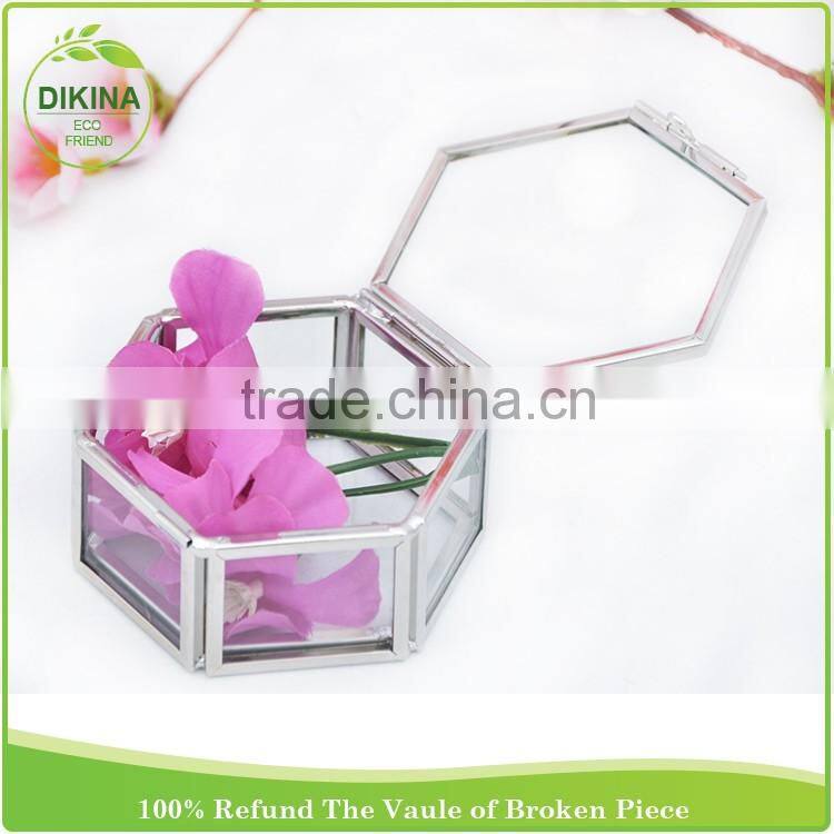 Childrens Fireproof Strong Metal Family Large keepsake memory silver container , Hexagon triangle square small kids lock box