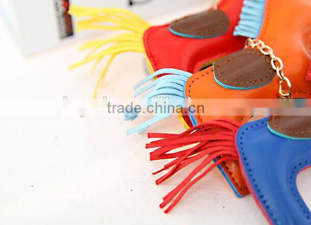 ITANLY style PU pony animals leather keychain with metal keychain keyring