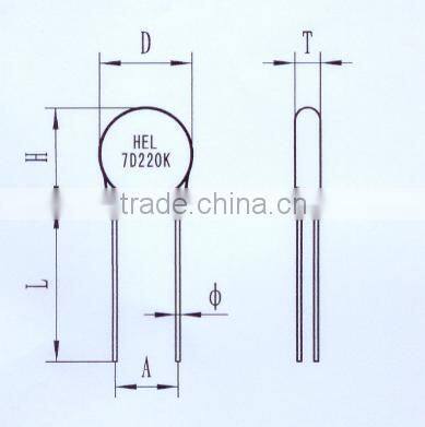 transistzinc metal oxide varistor surge arrestor surge absorber 7mm 330V/1mA electronic components