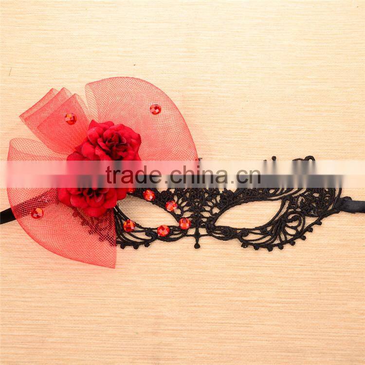 MYLOVE red rose handmade fabric mask with rhinestone ML5041
