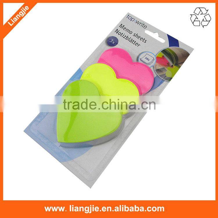 Die-Cut neon Heart shaped sticky notes pad for promotional gifts
