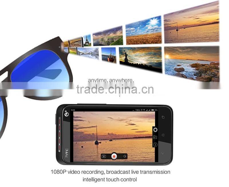 Fashion remote control 1080p full hd 5mp lens wifi spy camera glasses