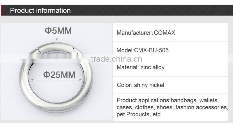 Nickel plated metal trigger snap clip spring gate o ring for bag accessories