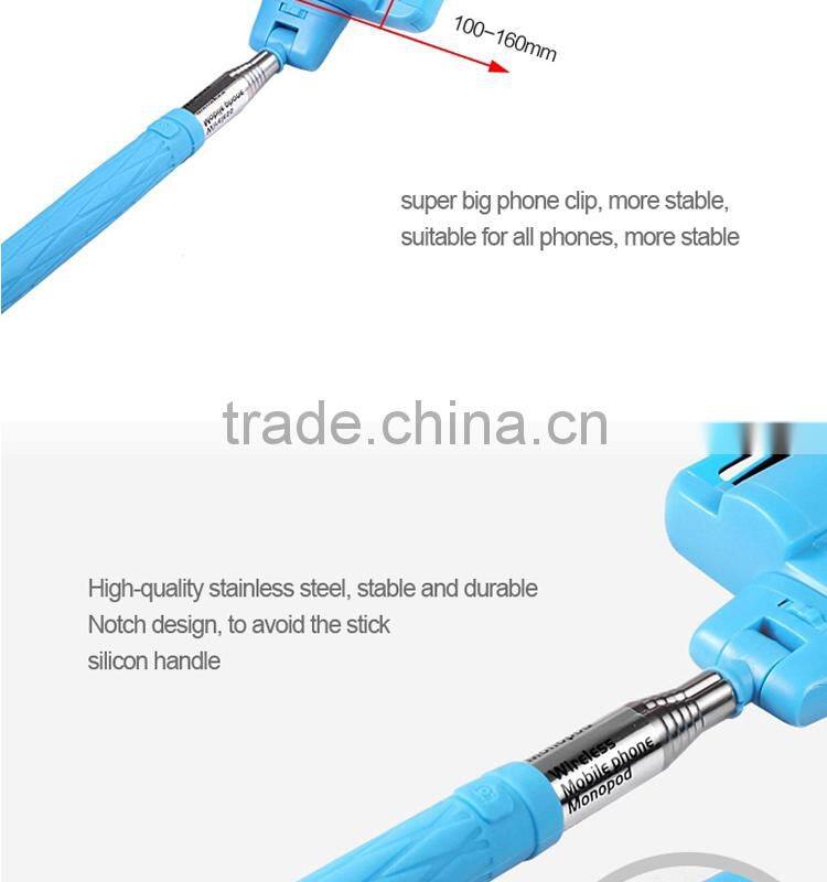 2015 wholesale camera bluetooth monopod selfie stick with mirror