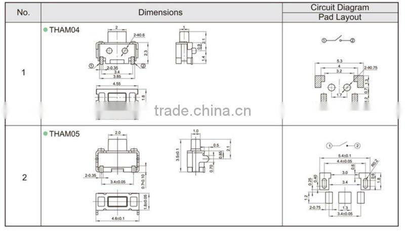FTHAM05 mini 2.3x4.6mm touch sensitive light switch
