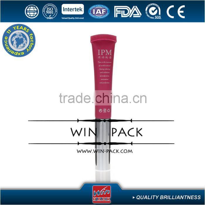 Diameter 19mm vibrating plastic tube packaging for eye cream with metallic plug, plastic tube packaging manufacturer