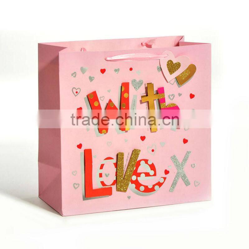 Wholesale Christmas felt green paper bag with ribbon handle