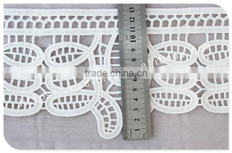 High quality 13.5cm width water soluble polyetser crochet trim in white
