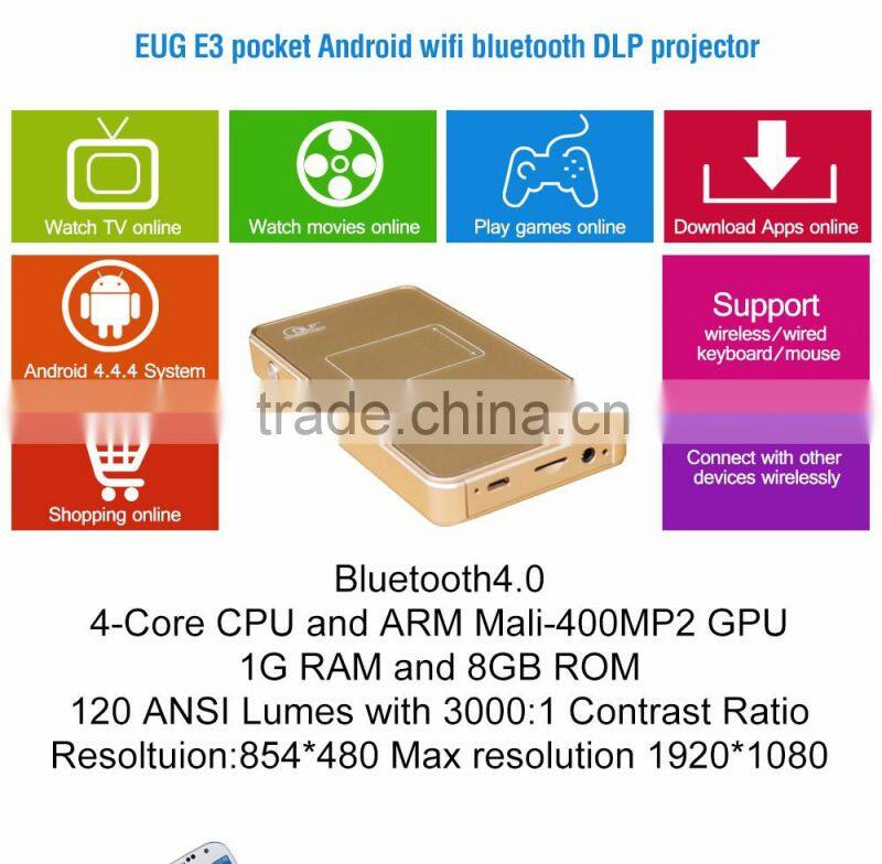 120Ansi Lumens wifi bluetooth battery operated mini portable projector