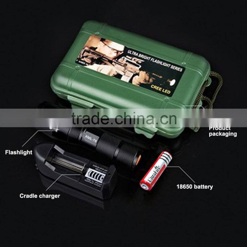 Wholesale electric torch waterproof AAA /18650 battery XML T6 1000lumen tactical zoomable led flashlight