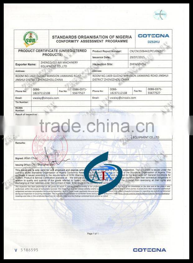Delivery Palm oil refinery plant to Nigeria use SONCAP Certificate