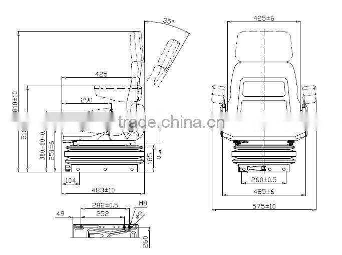 Mini Excavator Seat Machinery Suspension/Backrest Adjustable Loader Seat YHF-02