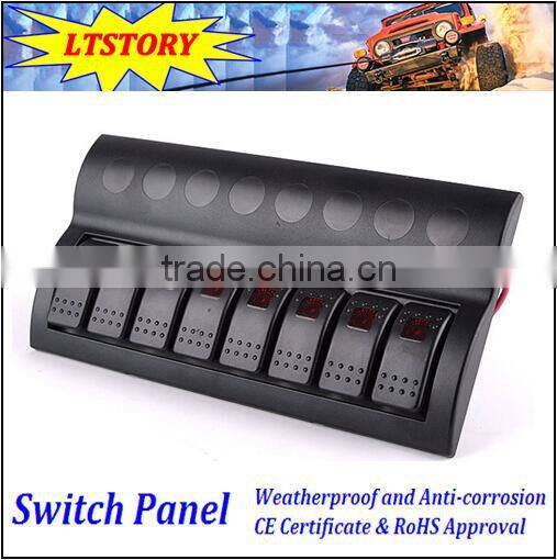 MARINE BOAT SPLASHPROOF SWITCH PANEL 8 GANG