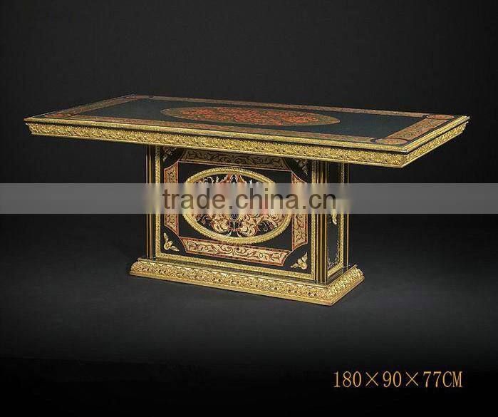 Noble Design Imperial Rectangular Dinner Table & Chairs, Luxury Wood Carved Pedestal Dinning Table, Royal Furniture Dinning Set