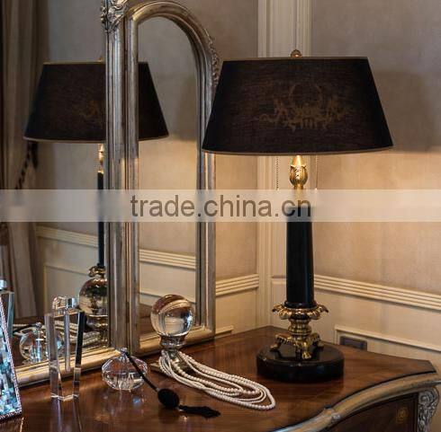 Black jade brass decorative living room table lamp with lampshade