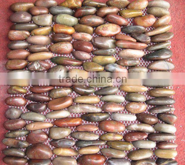 Polished Shiny Ivory Washed River Stone Red Pebble Stone Floor