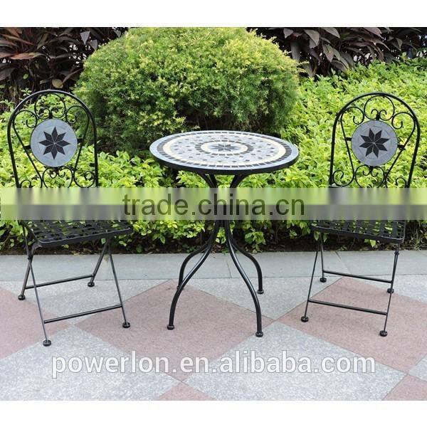 Ornate Mosaic bistro set stone pattern coffee table outdoor wedding furniture