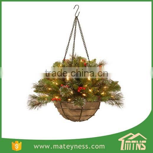 Glittery Lighted Chrismas Decorative Hanging Basket Tree