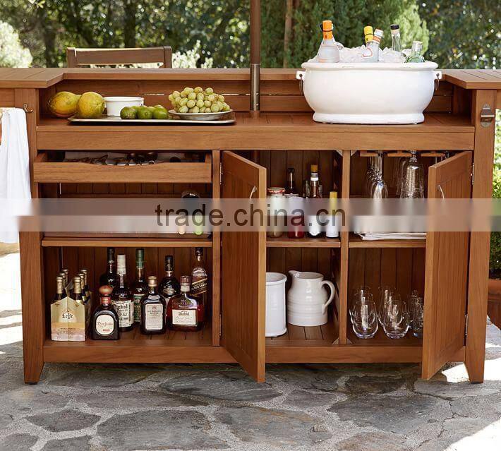 Home kitchen outdoor storage modern wood bar counter cabinet with bar stools