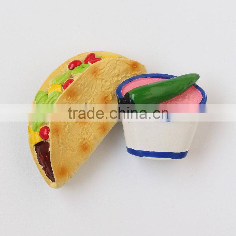 custom design rolling bread with vegetable and meat 3D resin fridge magnet
