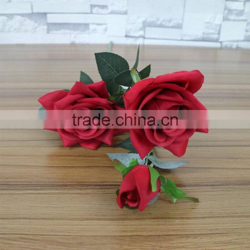 Red silk rose flower for wedding decoration