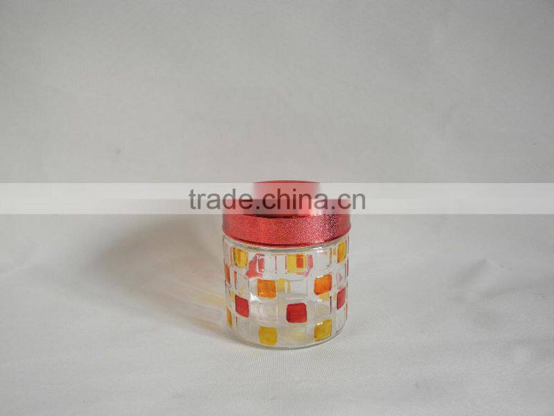 4 pcs elegant embossed bubble glass canisters set with plastic lidS