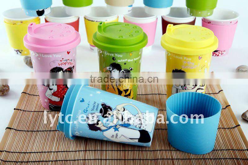 12oz ceramic silicone cup with lid