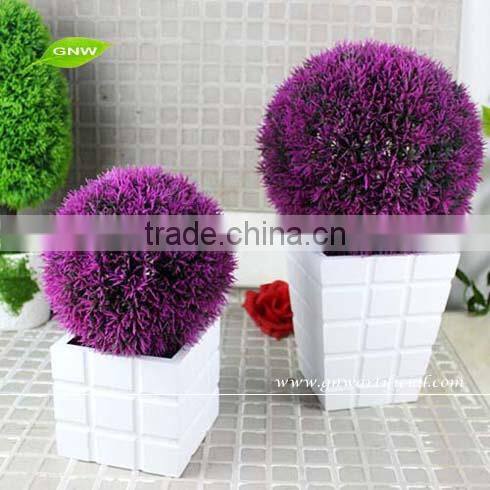 GP002-2 GNW artificial grass ball topiary trees with plastic pot for wedding decoration