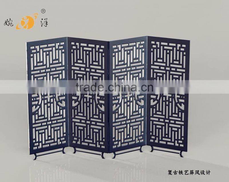 Retro Simple living room partition Carving creative metal screen