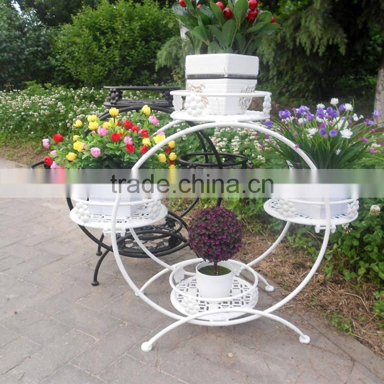 Manufacturer garden white display shelf round shape metal flower pot stand