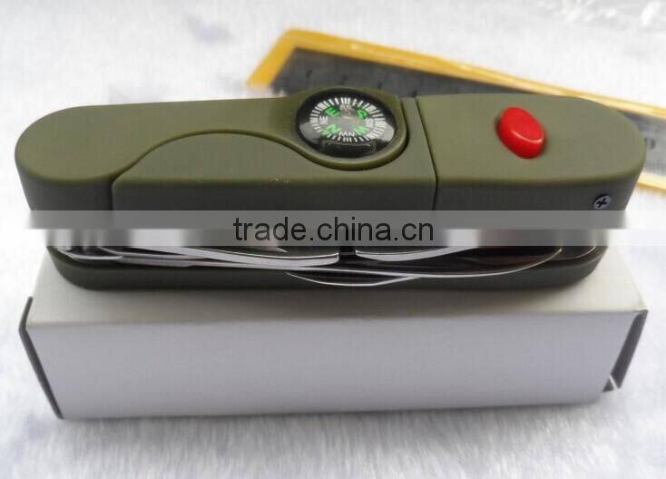 Multifunction Outdoor Pocket Survival Tool with Knife &LED &Compass
