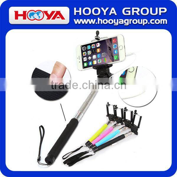 2015 New Version Free Charging Monopod Selfie Stick Wired Cable Control Selfie Stick Selfie Handheld Stick Monopod