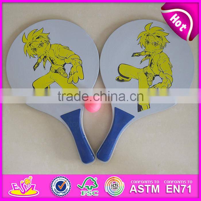 2016 Cheapest baby wooden wooden beach racket ,fashion kids wooden beach racket W01A099