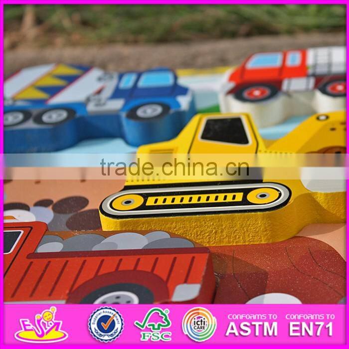 2016 new design educational car puzzle wooden learning shapes for toddlers W14D020