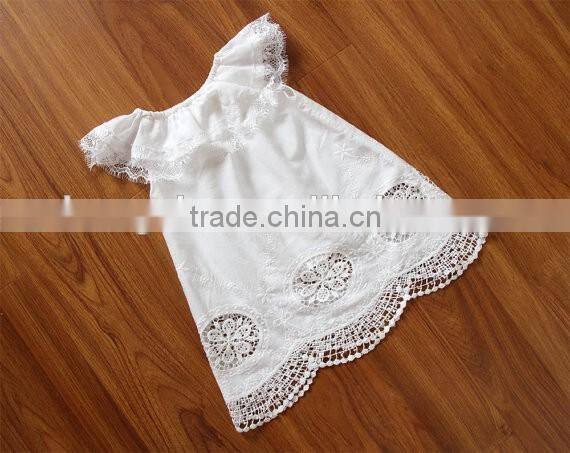 Embroidery Lace Ruffle Neck Long White Baby Girl Dress Gown Naming Ceremony Wedding Dress Children Frock Model HSR5905