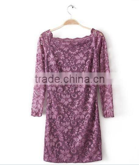 New arrival long sleeve lace dress women tight evening dress 2017