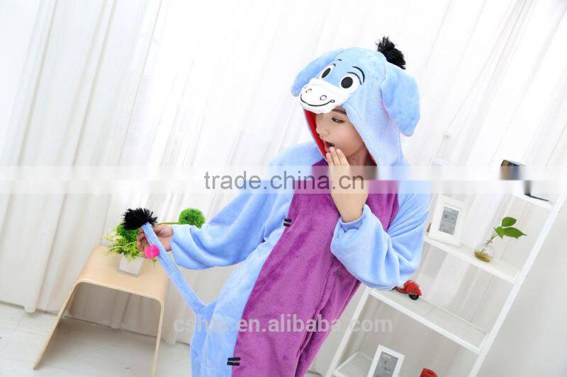 flannel cartoon adult animal jumpsuit animal pajamas jumpsuit donkey design