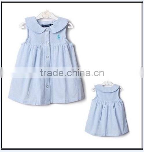 baby dress girls Custom summer season cute baby girls sleeveless collar woven dress