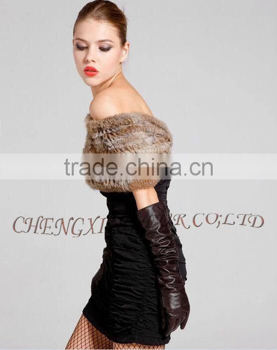 CX-B-26C Genuin Rabbit Fur Knitted Fashion Scarf