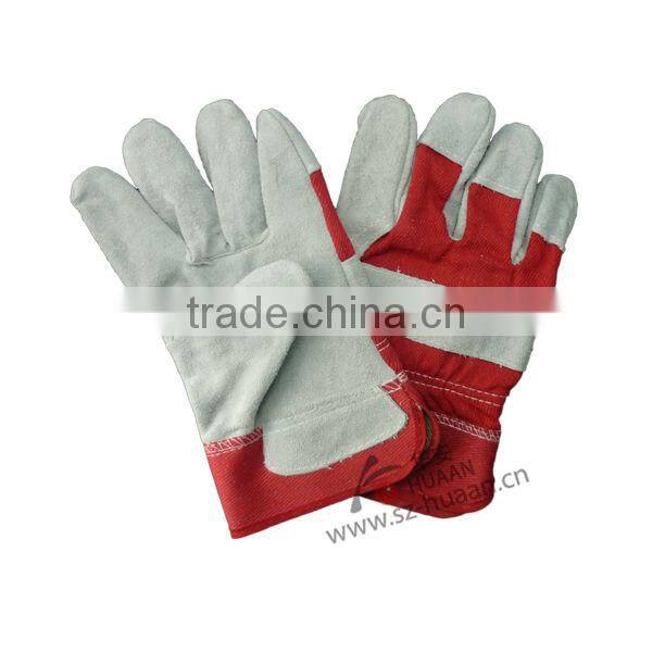 high quality cow split leather safety gloves/heat-resistant leather gloves/welding gloves