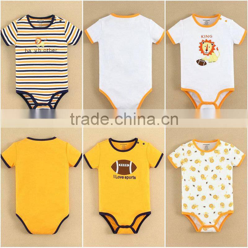 MOM AND BAB 2015 Baby Clothes Set 100% Cotton Embroidery Baby Romper Gift Set 4in1