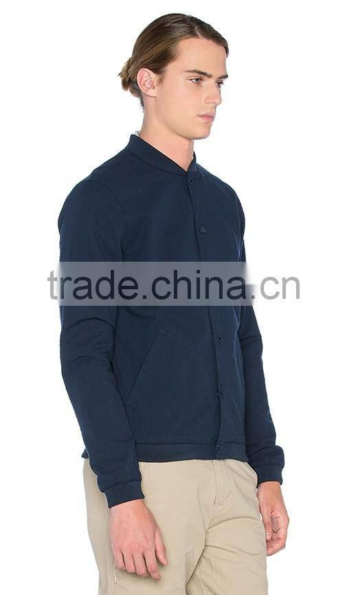 botton front design navy blue custom jacket for men made in China factory