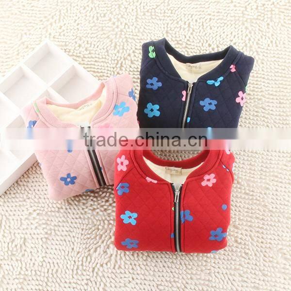 2016new designs fashion girls sweatshirts jacket without hood
